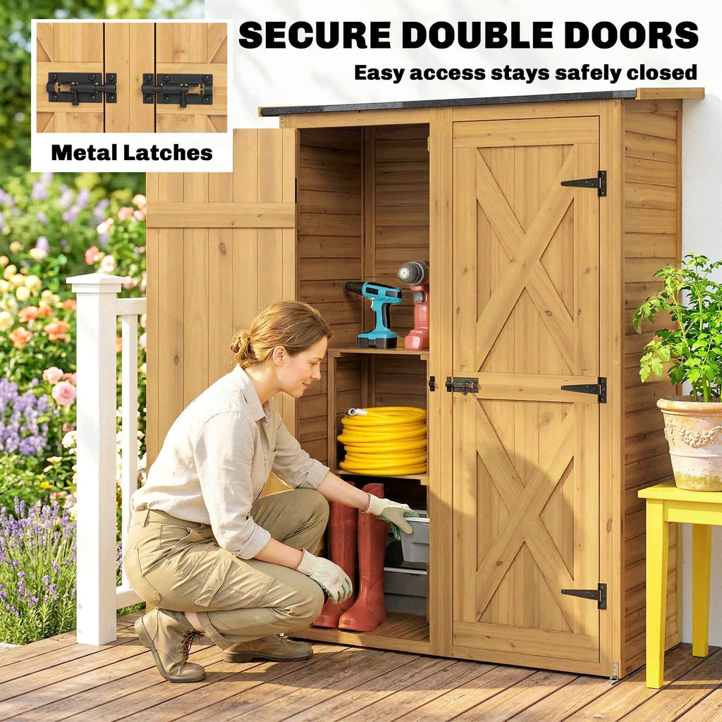 Outsunny Brown Wooden Shed, Tool Storage with 2 Shelves