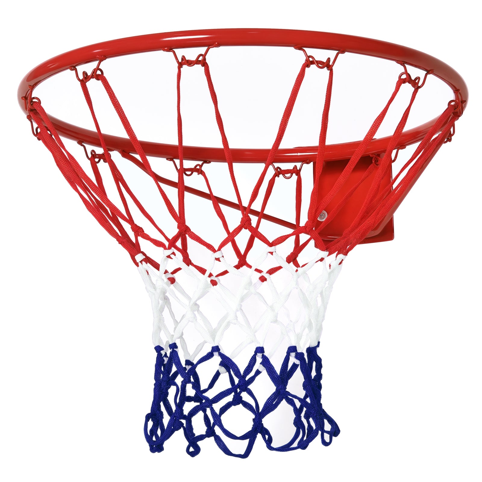 Wall-Mounted Iron Basketball Hoop with Nylon Net for Indoor and Outdoor Use, Φ46cm