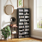 CD Rack with 14 Adjustable Shelves, 640 CDs/360 DVDs Capacity, 78.5x24x175 cm, Black