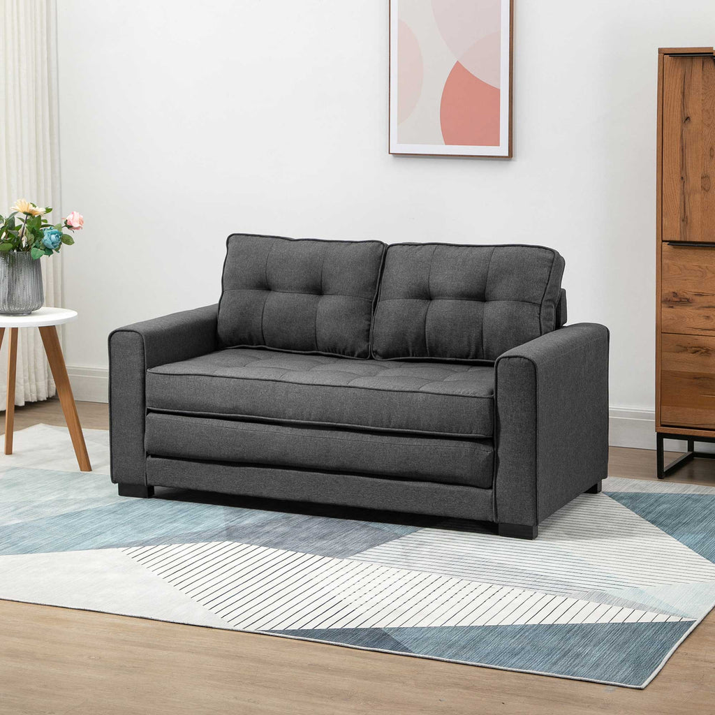 2-Seater Fabric Sofa Bed with Padding and Springs, 151x75x85 cm, Grey