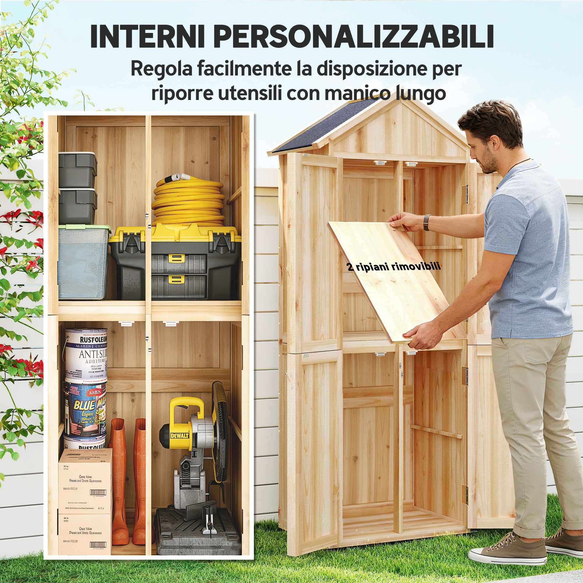 Outsunny Outdoor Tool Cabinet with Removable Shelves