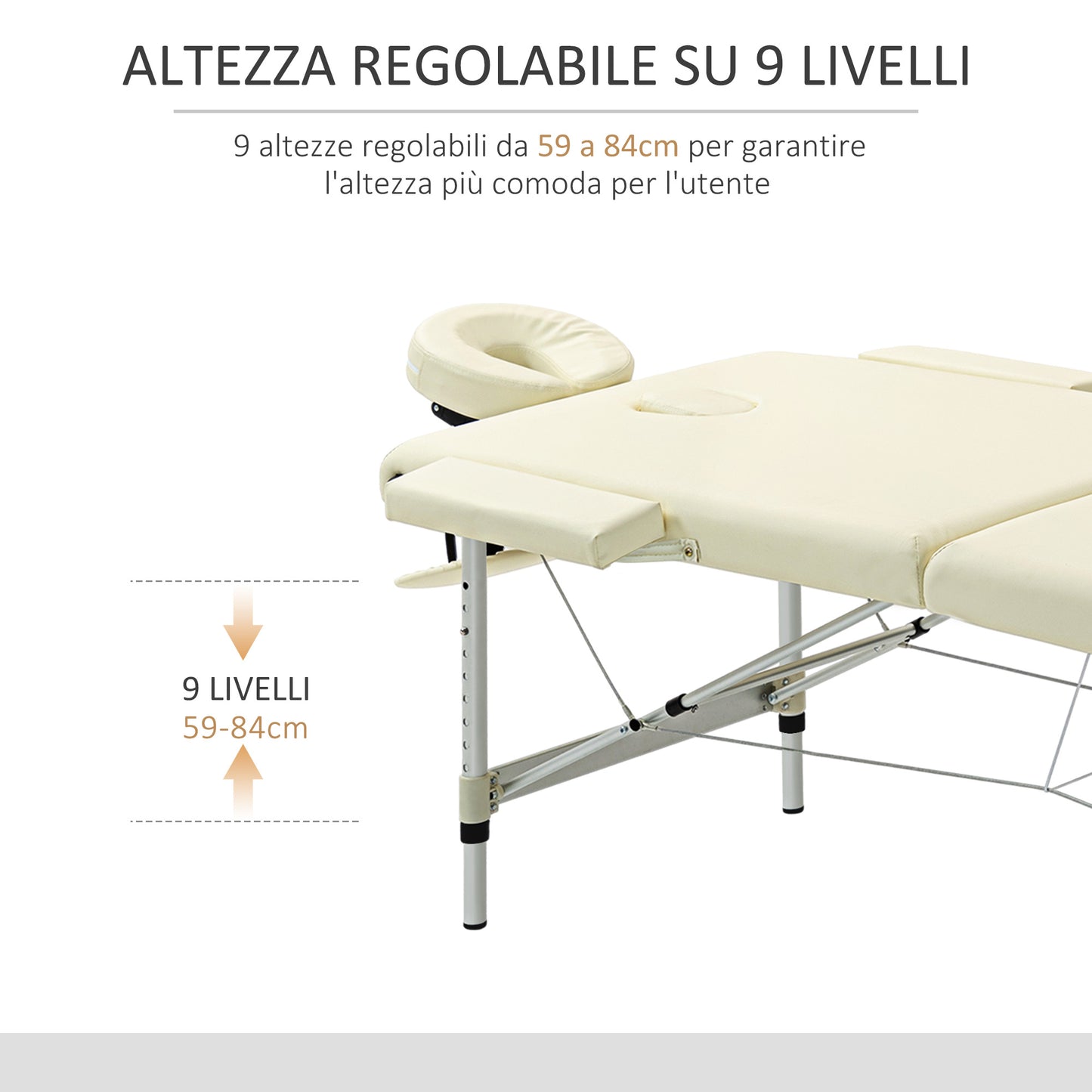 HOMCOM Professional Folding Massage Table, Adjustable Height and Transport Bag, White - Borgè