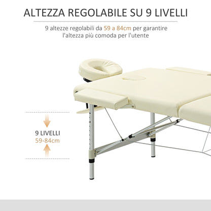 HOMCOM Professional Folding Massage Table, Adjustable Height and Transport Bag, White - Borgè