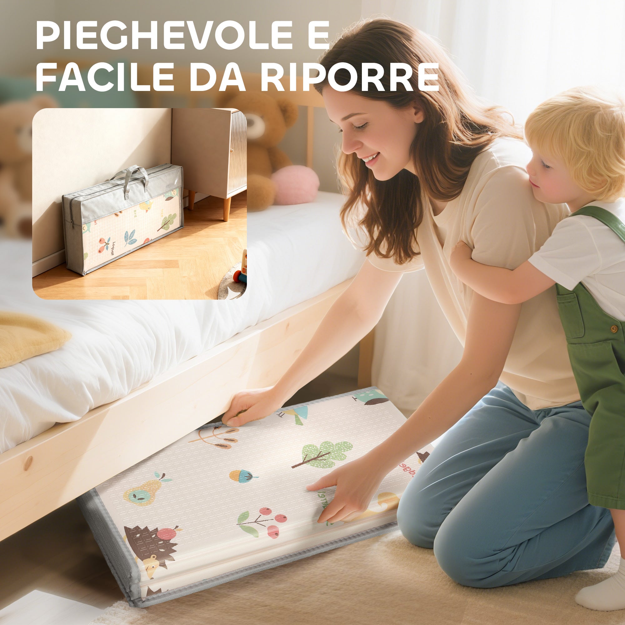 Children's Rug 0-3 Years Old with Numbers and Letters and Waterproof Surface, in Multicolored XPE, 176.5x148x1 cm