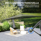 Garden Umbrella with Arm 3.6x3.9 m 360° Swivel and Tilting, Crank Opening, Gray