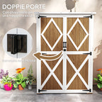 Garden Shed in Fir Wood with 2 Shelves and 2 Doors, 116.5x57x159/167 cm, Brown and White