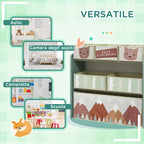 ZONEKIZ Children's Toy Shelf with 6 Removable Fabric Containers, 63x30x66cm, Green - Borgè