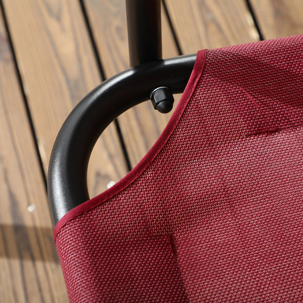 3-seater garden swing in steel with polyester sunshade roof, 172x110x153 cm, red and black