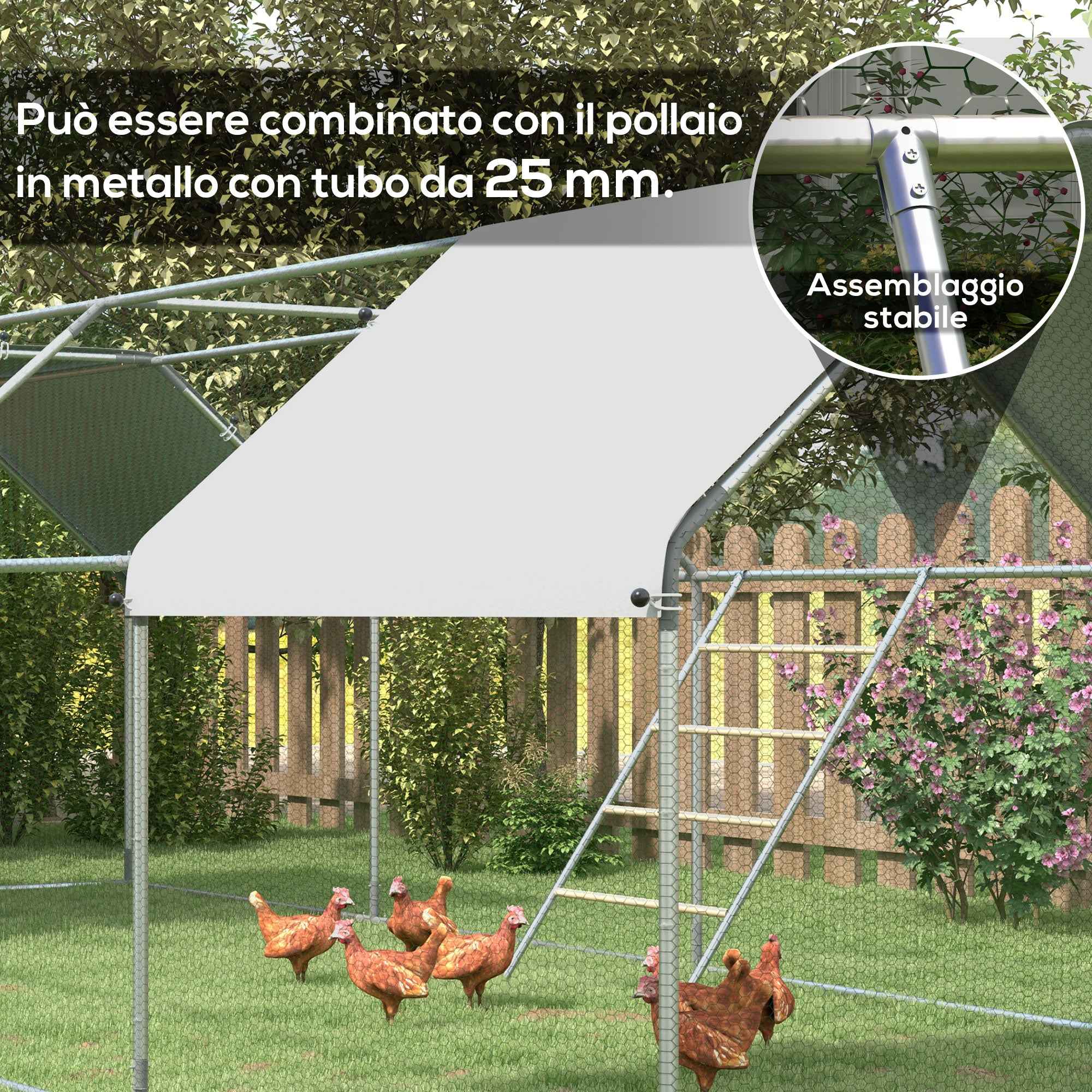 PawHut 4-Tier Chicken Perch for 4-6 Chickens Made of Wood and Galvanized Steel, Wood Color