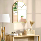 HOMCOM Modern Arched Wall Mirror 70x50cm for Bedroom and Living Room, Gold