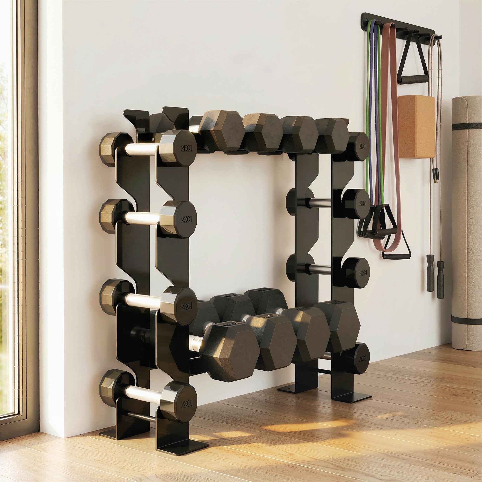 SPORTNOW 4-Tier Weight Rack and Dumbbell Rack, 200kg Load, Black
