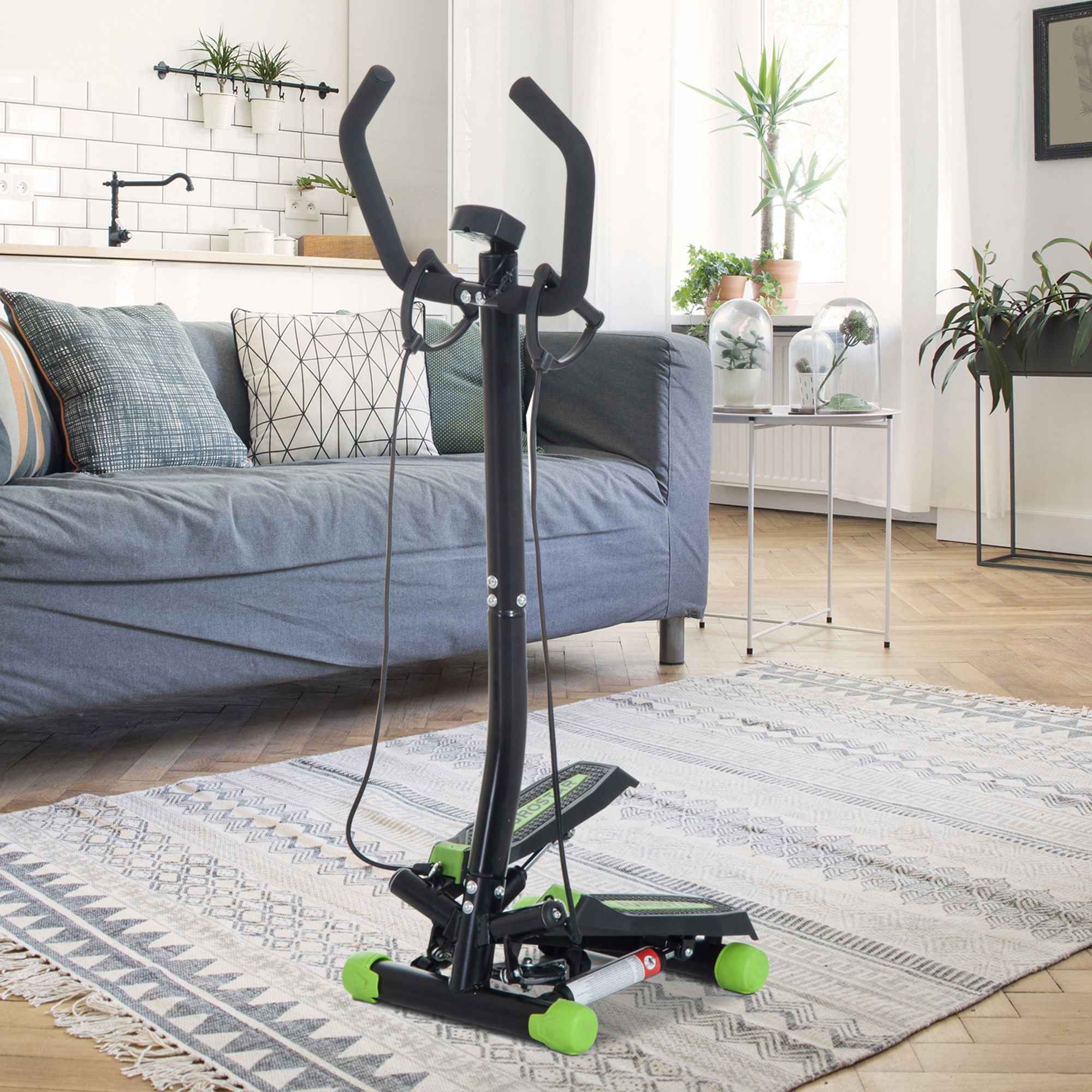 HOMCOM Professional Stepper with Handlebar and Steel Ropes for Home Training, 40 x 40 x 118cm, Black