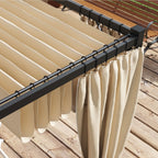 Outsunny garden pergola with retractable roof and curtains, metal and polyester, 300x300x227 cm, beige - Borgè