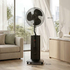 3-in-1 Oscillating Pedestal Fan with Water Mist, Remote Control, and 9-Hour Timer, 45 x 38 x 130 cm, Black