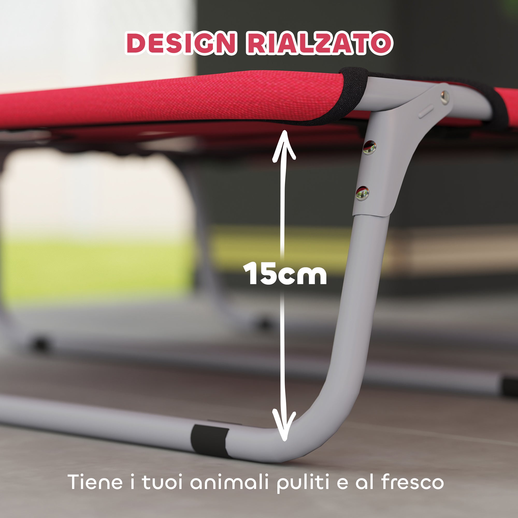 Foldable Bed for Small Dogs for Indoors and Outdoors, Metal and Oxford Fabric, 71x58x20 cm, Red