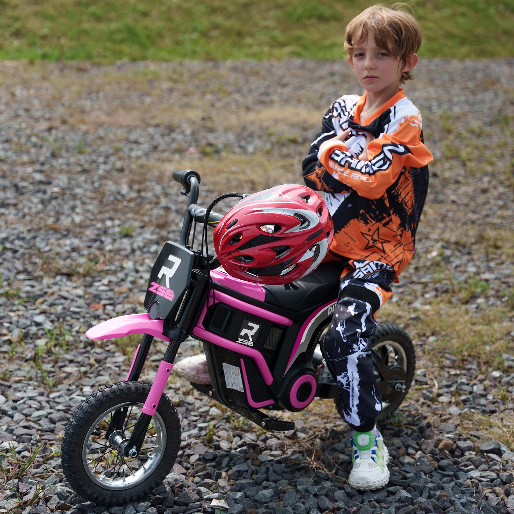Electric Motorcycle for Children with Manual Throttle, 2 Speeds 8-16km/h, Age 8-12 Years, Pink
