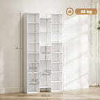 HOMCOM Modern Wooden Bookcase, 181 cm High, with 21 Compartments and 10 Adjustable Shelves, White