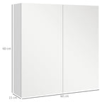 kleankin Mirrored Cabinet with 3 Adjustable Internal Shelves, in Wood and Glass, 60x15x60 cm, White