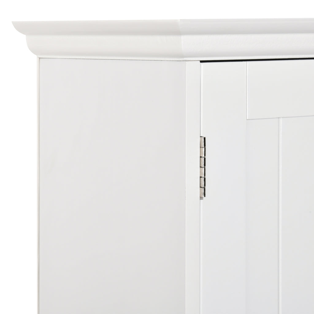 Wall-Mounted Bathroom Cabinet with 2 Doors and Open Shelf, Adjustable Internal Shelf, White