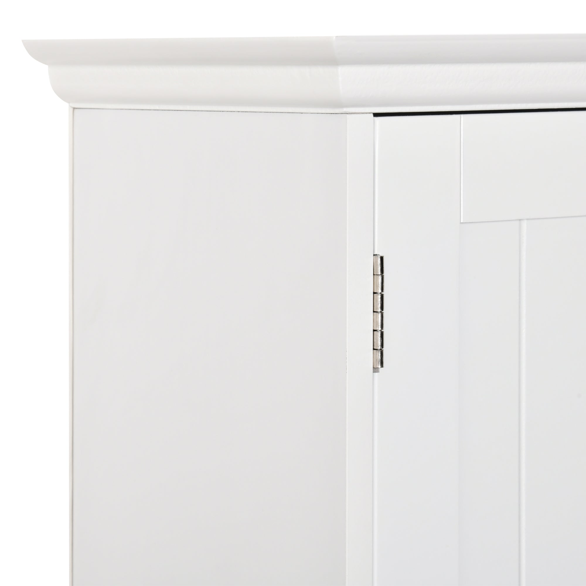 Wall-Mounted Bathroom Cabinet with 2 Doors and Open Shelf, Adjustable Internal Shelf, White