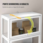 HOMCOM 4-Tier Collection Display Cabinet with Hinged Doors, Wood and Acrylic, 59x30x139 cm, White