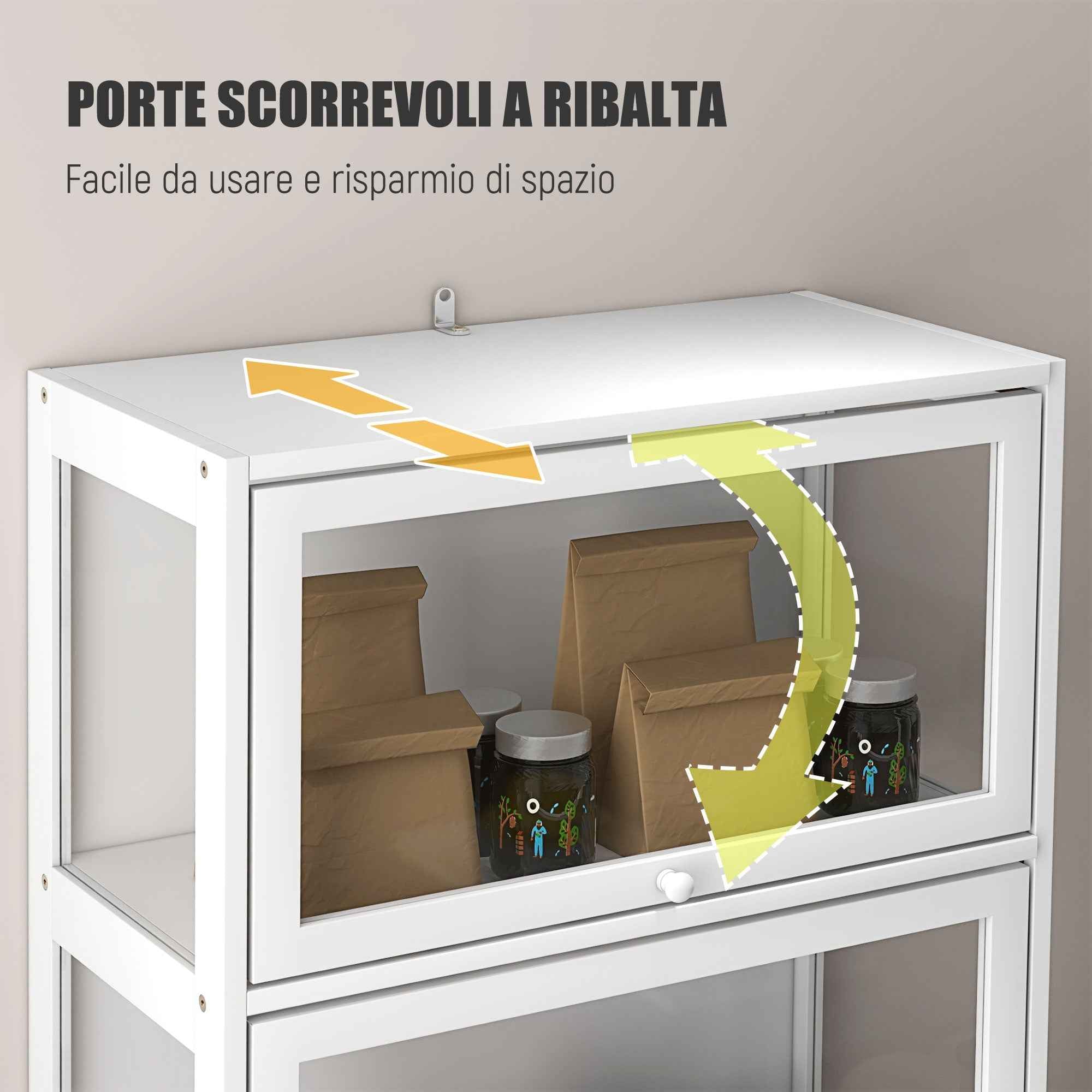 HOMCOM 4-Tier Collection Display Cabinet with Hinged Doors, Wood and Acrylic, 59x30x139 cm, White