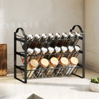 3-Tier Kitchen Spice Rack, Space-Saving Organizer with Slanted Metal Shelves, Black
