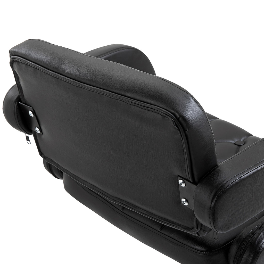 High Bar Stool with Backrest and Armrests, Swivel with Adjustable Height and Footrest, Black Faux Leather