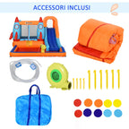 Inflatable Castle for Children, Pool with Slide and Trampoline, Electric Pump, 350x250x185cm, Multicolored - Borge' Group Limited