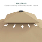 Outsunny Cantilever Umbrella with Double Roof, Crank Opening and Cross Base, 2.5x2.5m, Khaki