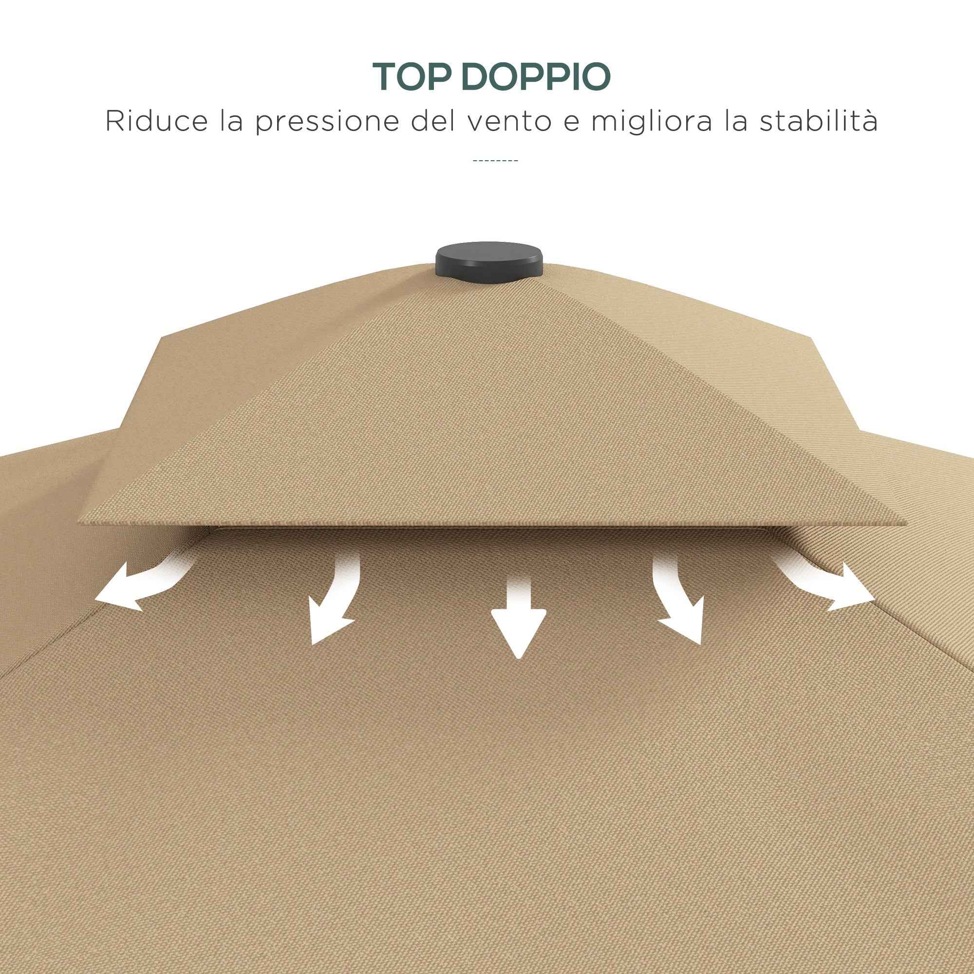 Outsunny Cantilever Umbrella with Double Roof, Crank Opening and Cross Base, 2.5x2.5m, Khaki