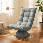 HOMCOM 360° Swivel Relaxing Chair with 5-Position Adjustable Backrest in Velvet Effect Fabric, Light Grey