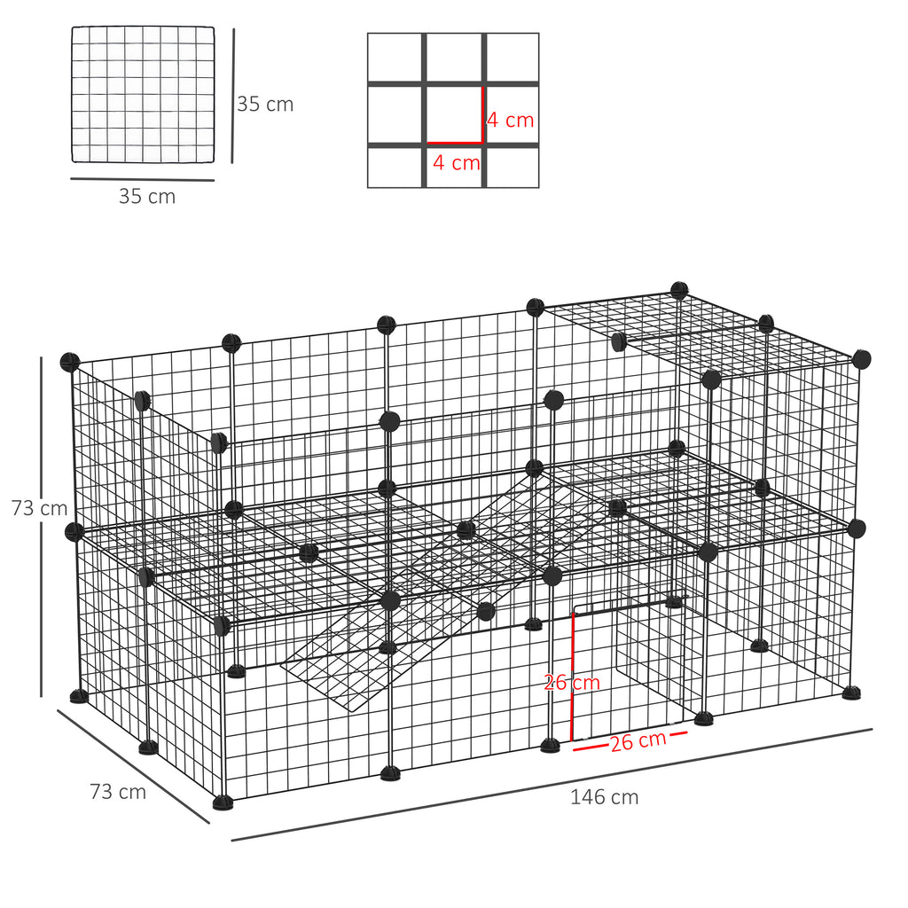 Metal Playpen for Small Pets with 36 Metal Panels to Assemble in Your Preferred Shape and Configuration and with Door