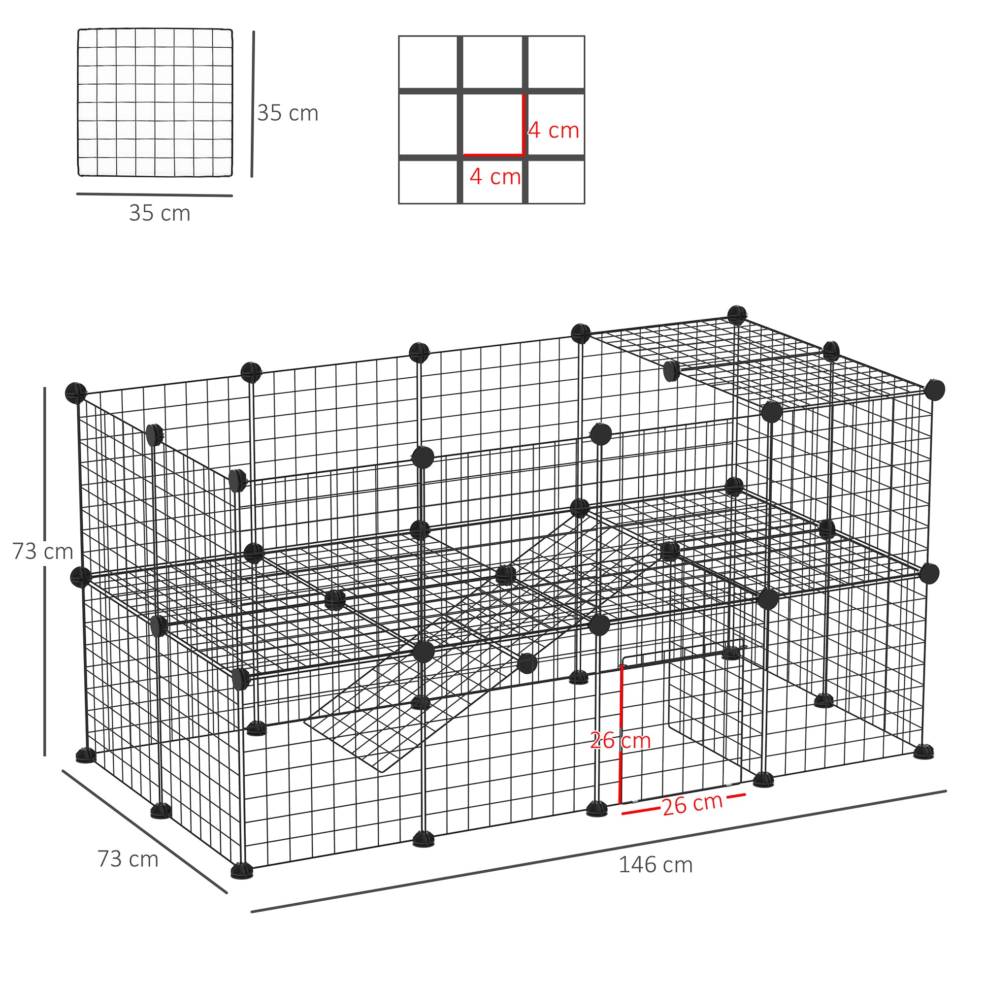 Metal Playpen for Small Pets with 36 Metal Panels to Assemble in Your Preferred Shape and Configuration and with Door