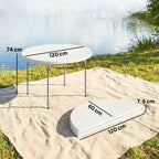 Outsunny Round Folding Camping Table in Metal and HDPE, 120x120x74 cm, White