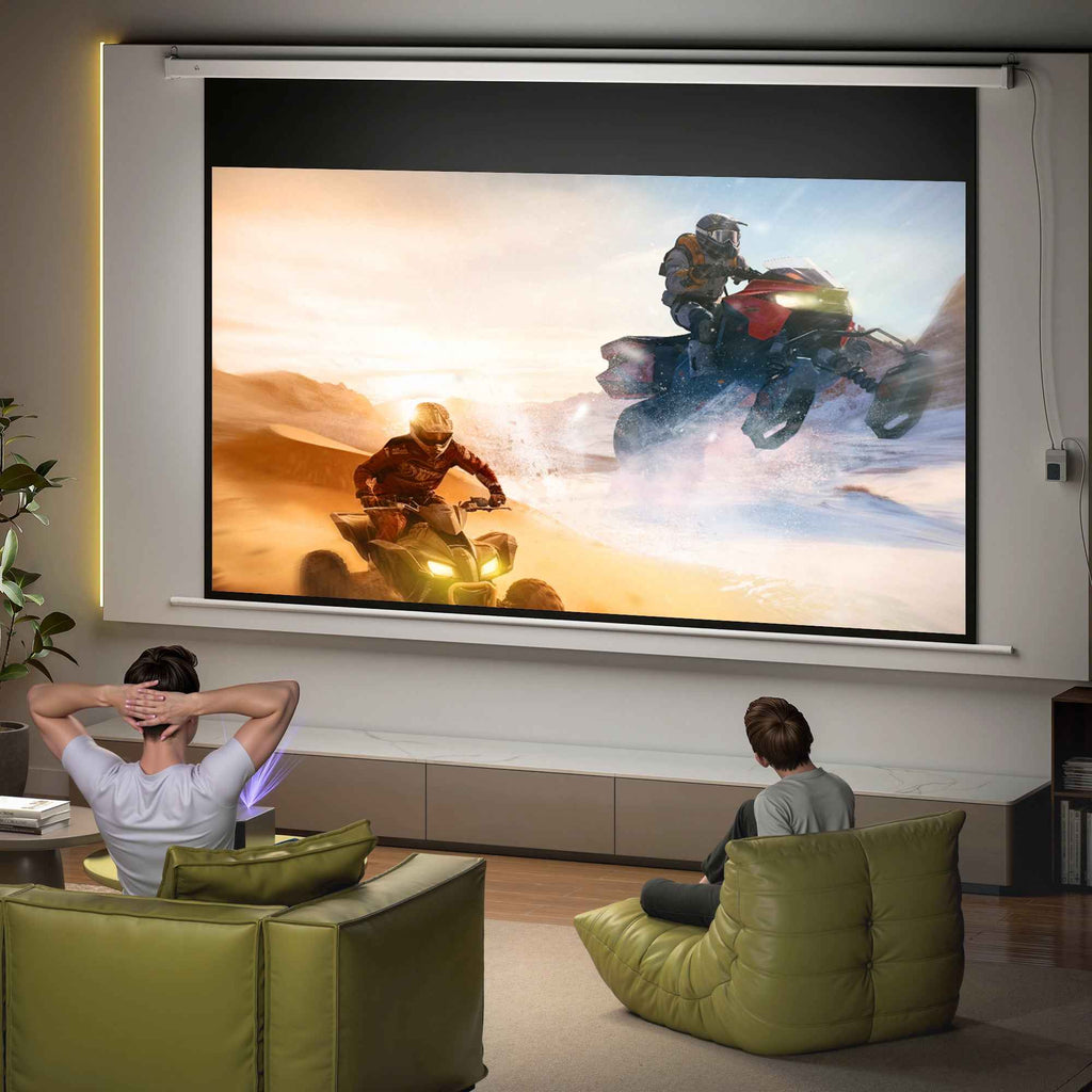 HOMCOM 120-Inch Projector Screen with Remote Control, PVC and Metal, 293x8x193 cm, White