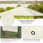 Gazebo 3x3 m with Reinforced Canopy and 4 Screws, Powder-Coated Steel, Black and Cream