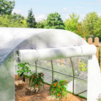 Outsunny PE Greenhouse Cover with 8 Windows, Roll-Up Door and Buried Edges, 4x3x2 m, White