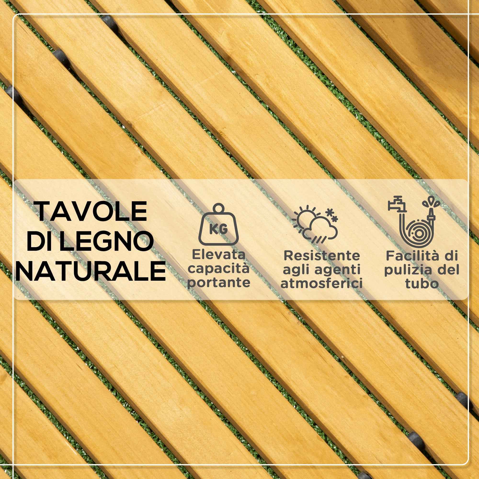 Outsunny Garden Walkway with Rollable and Semi-Flexible Slats, in Fir Wood, 185x60 cm, Yellow