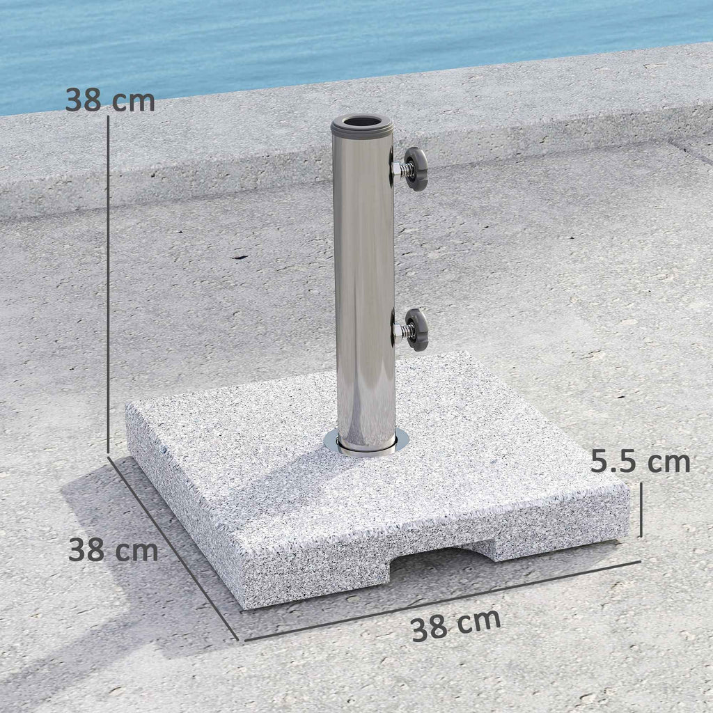 Outsunny 21kg Granite Square Umbrella Base with Handles and 2 Adjustable Knobs, Grey
