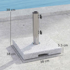 Outsunny 21kg Granite Square Umbrella Base with Handles and 2 Adjustable Knobs, Grey