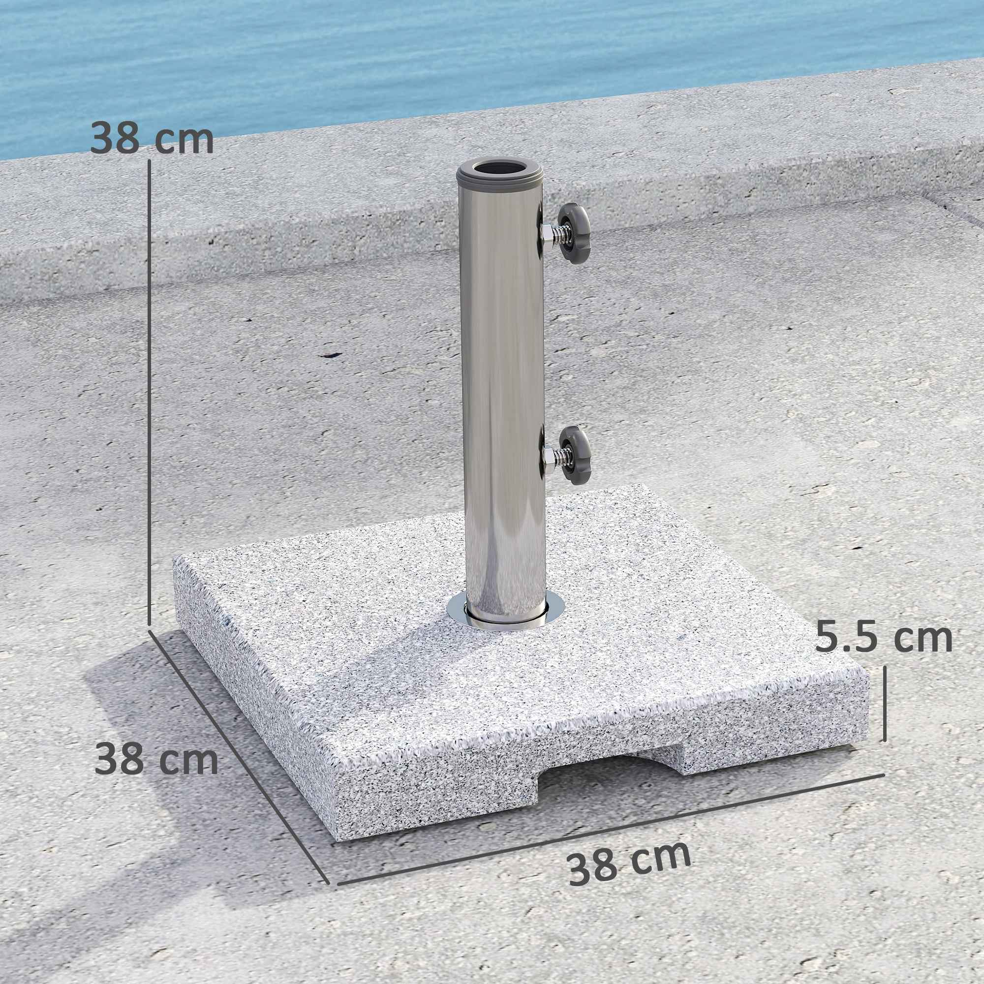 Outsunny 21kg Granite Square Umbrella Base with Handles and 2 Adjustable Knobs, Grey
