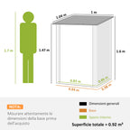 Outsunny Galvanized Steel Garden Shed with Door, 100x104x160 cm, Brown and White