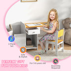 Zonekiz school desk and chair for children for 3-6 years with drawer and white wooden cabinet - Borgè