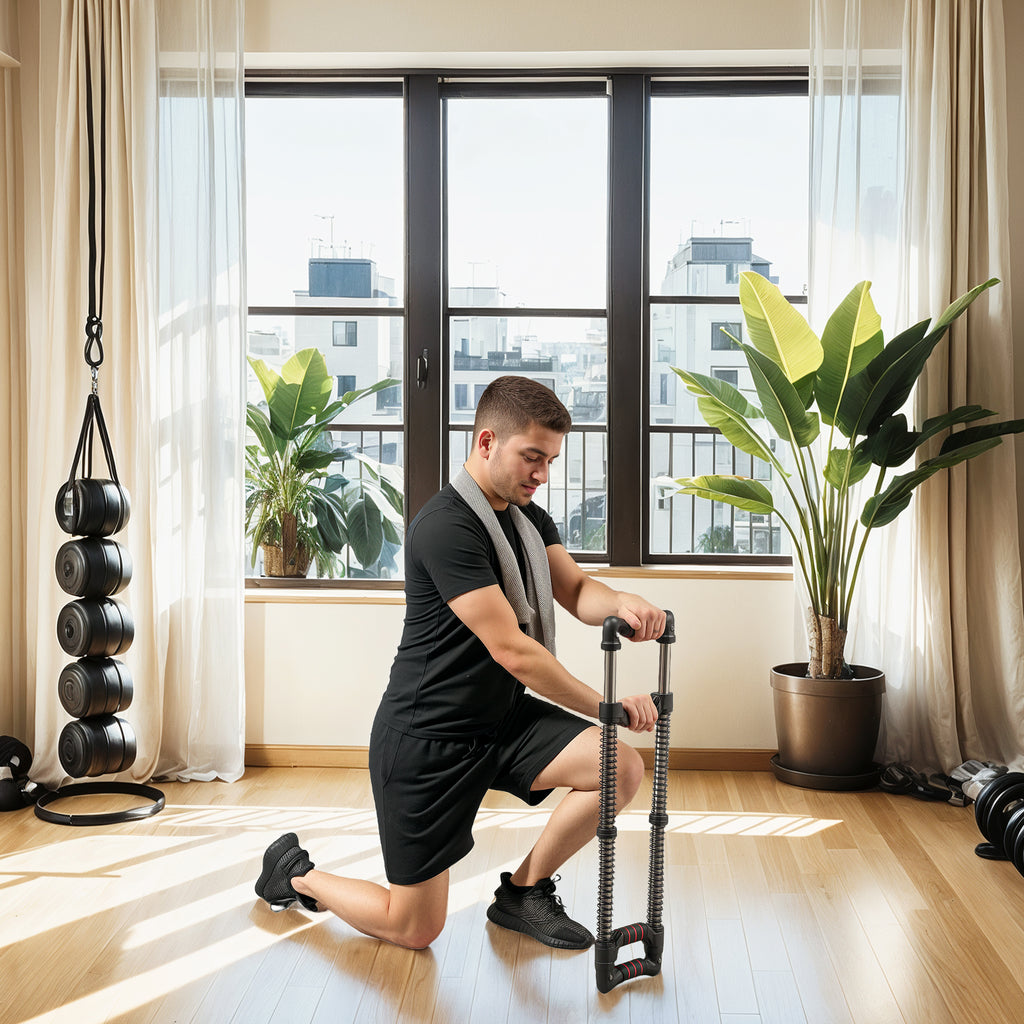 SPORTNOW Power Twister with 4 Springs with Resistance from 10 to 80 kg, in Stainless Steel, 80x22x5 cm, Black