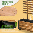 Fioriera outsunny with bucking for climbing and wheels, in fir wood, 65x31x147 cm, brown - Borgè