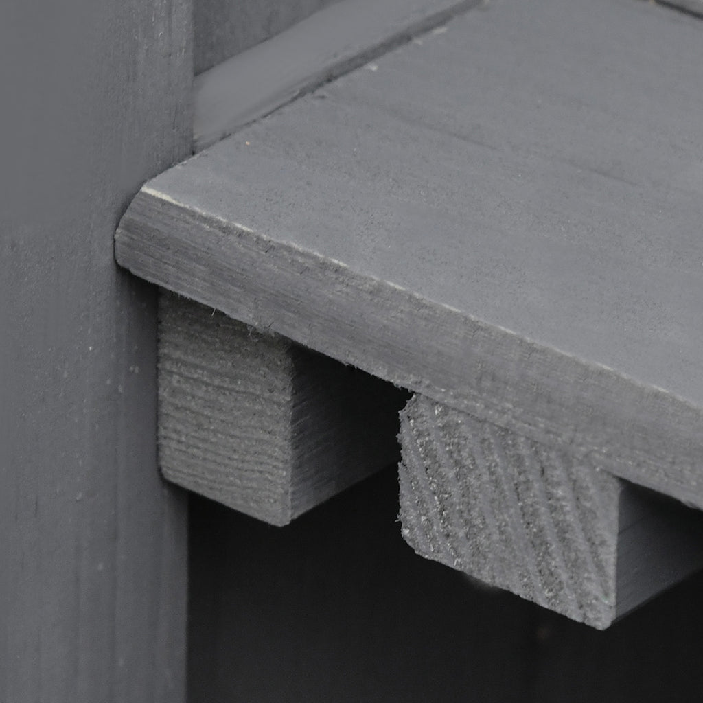 Outsunny garden wardrobe with 2 fir wood shelves with opening roof, 74x43x88 cm, dark gray - Borgè