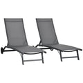 Outsunny Set of 2 Sun Loungers with Reclining Backrest, in Aluminum and Breathable Fabric, 66x165x102 cm, Dark Gray