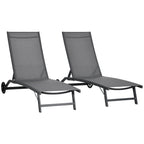 Outsunny Set of 2 Sun Loungers with Reclining Backrest, in Aluminum and Breathable Fabric, 66x165x102 cm, Dark Gray
