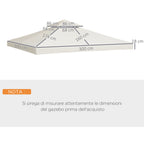 Outsunny Garden Gazebo Cover Replacement Roof Anti-UV Waterproof Polyester 3x3m Cream